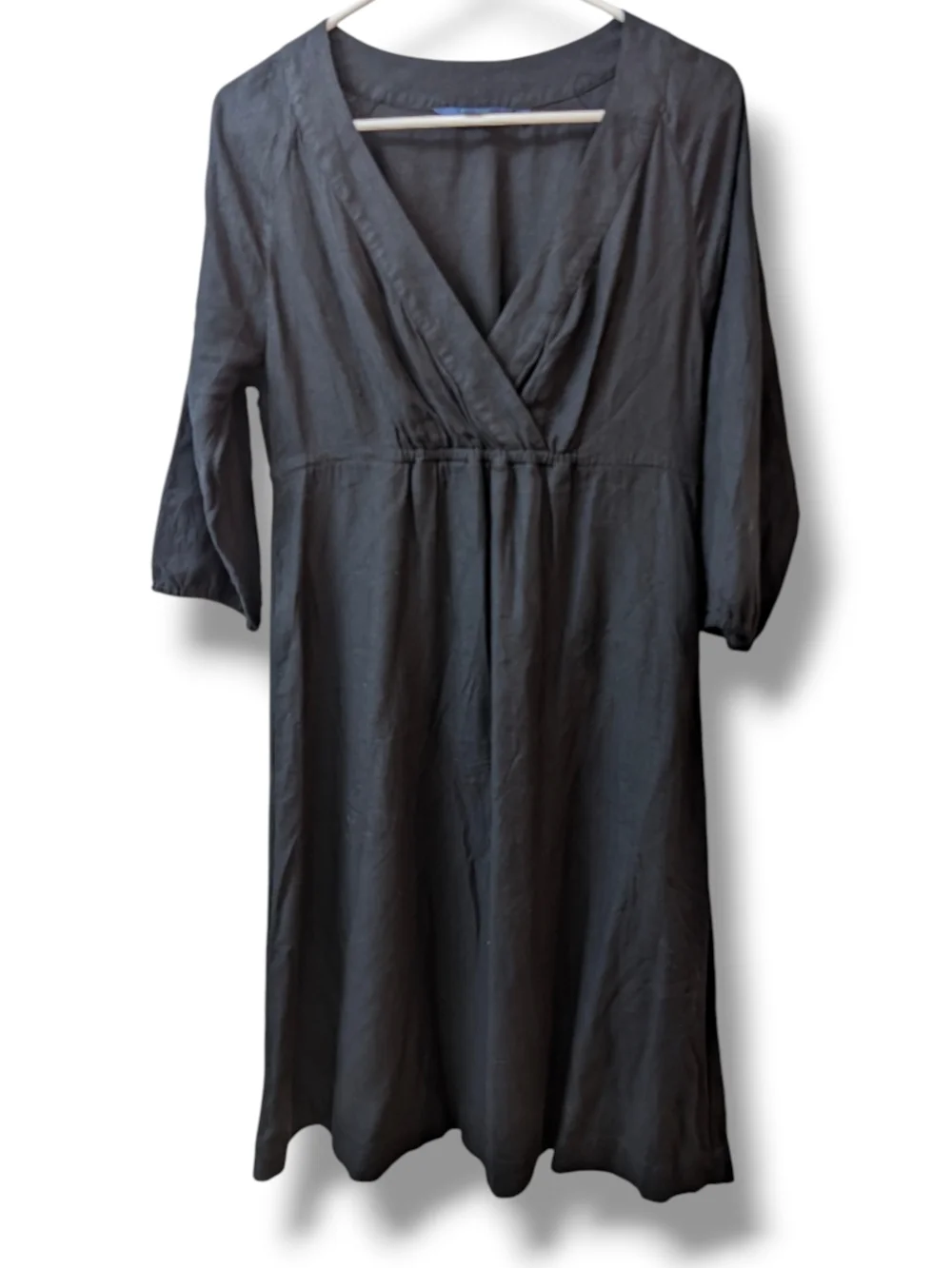 Boden Naomi Relaxed Jersey Black V-Neck Long Sleeve Mini Dress, Size 14R - Picture 1 of 3